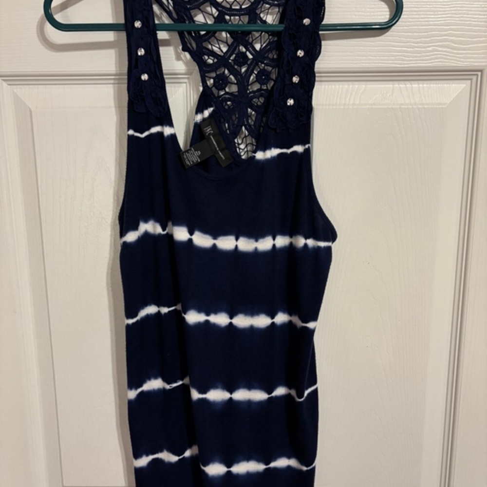 INC International Concepts Navy and White Tank Top